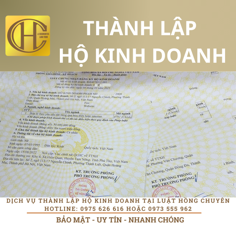 THÀNH LẬP HỘ KINH DOANH