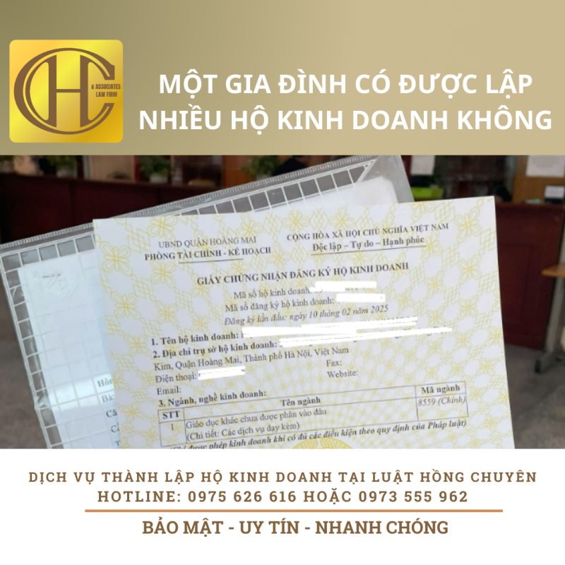 MỘT GIA ĐÌNH CÓ ĐƯỢC LẬP NHIỀU GIẤY PHÉP KINH DOANH KHÔNG